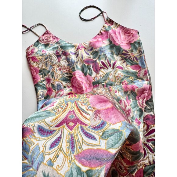 Vintage POTPOURRI Floral Satin Scoop Neck Slip Dress, Size S - Picture 8 of 10